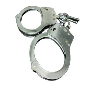 Esposas de acero inoxidable del Departamento de Seguridad, estándar Nij, con cadena central articulada, doble cierre, color negro y plateado - Product Image 1