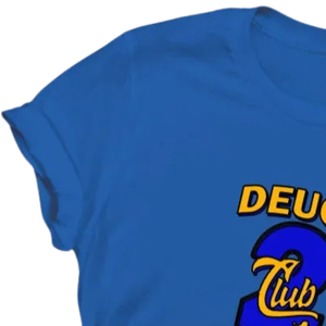 T-shirt simple à col rond imprimé, bleu et or, décontracté, à manches courtes, en coton, avec impression graphique personnalisée, haut d'été léger - Product Image 4