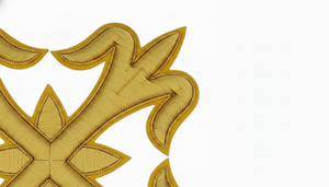 Gold Embroidered <b>Cross</b> <b>Patch</b> With Rhinestone Center Sew-On Applique For Garment Decoration Classical Style - Product Image 4