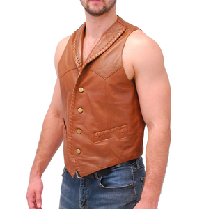 New Arrival Men's Black Leather Vests Custom Design Printed Breathable Zipper Leather Vest for Winter Leather Vests Wth OEM - Product Image 3