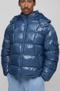 Chaqueta de Invierno Acolchada para Hombre, Color Negro, Cuello Alto, Transpirable e Impermeable - Product Image 4