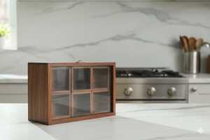 Wooden Spice <b>Box</b> With Glass Lid 6 Compartments Durable <b>Herb</b> Storage Container For Kitchen Use - Product Image 2