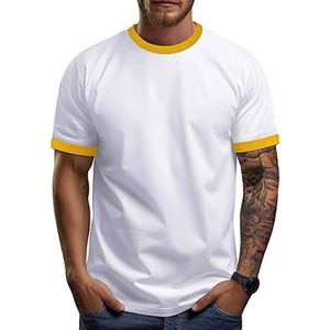 Camiseta de Hombre Color Granate con Cuello Redondo y Ribete en Contraste, Corte Regular, Estilo Casual, Tejido de Punto, Color Sólido - Product Image 6