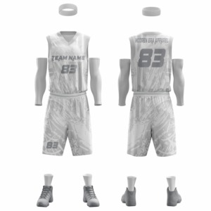 Ensemble de maillots et shorts de basketball personnalisés en gros, impression par sublimation, respirant, séchage rapide, tenue d'entraînement sportive pour équipe - Product Image 5