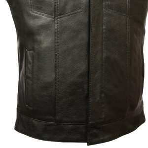 Gilet de moto en cuir premium respirant pour l'hiver, sans manches, pour homme, avec design à lacets latéraux ajustables - Product Image 5