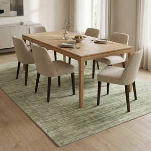 Tapis en laine tufté à la main vert sauge, motif abstrait linéaire moderne, antidérapant, écologique, à poils épais, pour salon - Product Image 3