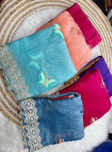 นุ่มมากและอุดมไปด้วยรูปลักษณ์ที่สง่างาม fandy Saree ที่มีด้วยมือที่สวยงามงานผีเสื้อผีเสื้อ butta กับ Gota patti ลูกไม้ชายแดน - Product Image 3