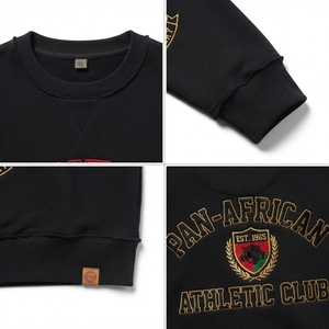 Custom 430gsm Heavyweight Cotton Crewneck Sweatshirt V-Insert Streetwear <b>Men</b> Screen Printed <b>Pullover</b> OEM Manufacturer - Product Image 4