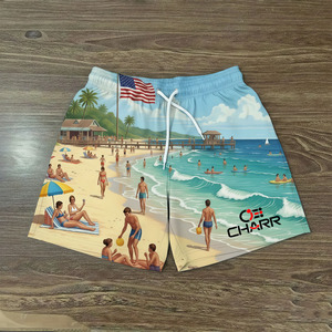Custom Logo Women & Men Beach Shorts Polyester/Cotton Breathable Quick Dry Board Shorts <b>Drawstring</b> Closure - Product Image 4