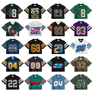 Whosale Custom Oversize Football Street Vintage Retro Fashion <b>T</b>-shirt Men Mesh Boxy American Football Jersey - Product Image 2