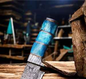 Couteau de chasse haut de gamme en acier Damas forgé à la main, personnalisé, avec manche en os, couteau de chasse médiéval sur mesure - Product Image 2