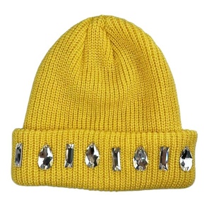 Bonnet en tricot avec strass pour femme, grand diamant brillant, casquette d'hiver tendance, vente en gros, fournisseur OEM - Product Image 5