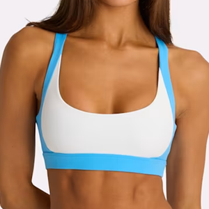 MILIENZ Soutien-gorge de sport pour femme, bleu marine, à bretelles convertibles, taille mi-haute, design torsadé, maintien léger, sans coutures, respirant, pour le yoga et l'activité - Product Image 4