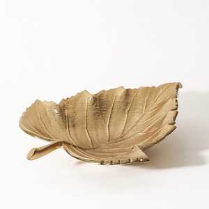 Plateau en acier inoxydable de qualité alimentaire, design élégant, forme de feuille, plateau de service en métal doré, plateau de service pour restaurant, hôtel, mariage, plateaux en métal - Product Image 4