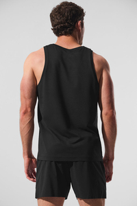 Débardeur sans manches noir pour homme, col rond, respirant, tricoté, décontracté, pour la gym, couleur unie, polyester - Product Image 4