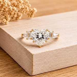 Anillo de Compromiso y Promesa con Cinco Diamantes en Forma de Corazón, Estilo Art-Deco, Platino, Oro 14K, Plata 925, Anillo de Boda para San Valentín-DA-1 - Product Image 4