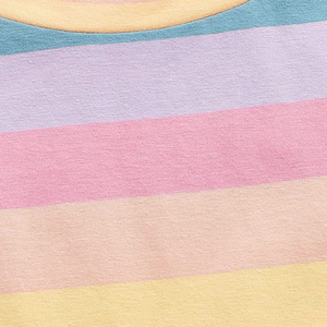Top Corto a Rayas Arcoíris para Mujer, Camiseta con Nudo, Informal, de Verano, de Manga Corta, a la Moda - Product Image 3