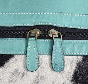 2026 New Luxury Turquoise Genuine Leather <b>Duffel</b> <b>Bag</b> With Cowhide Pattern And Florals Tooling Design Double Handle Carry Handbag - Product Image 6