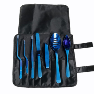 Juego de Utensilios de Cocina Profesionales de Acero Inoxidable Azul Metálico para Emplatar Alimentos, con Estuche - Product Image 1