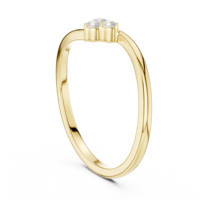 Bague ouverte en or jaune à trois pierres, style enveloppant moderne, bague de promesse, bijoux de mariée élégants pour femmes