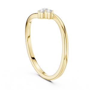 Yellow Gold Three Stone Open Ring Modern <b>Wrap</b> Style Promise Ring Elegant <b>Bridal</b> Jewelry for Women - Product Image 2