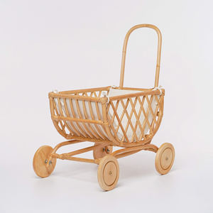 Cochecito de Muñecas de Mimbre Estilo Vintage, Hecho a Mano, Retro, Juguetes para Caminar para Niños Pequeños - Product Image 5
