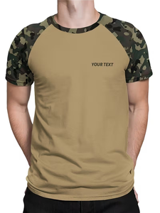 Raglan Three Quarter Sleeve <b>Polyester</b> Cotton Men's T-Shirt Men's Custom Camouflage Print T-Shirt Personalized Text/Name Breath - Product Image 3