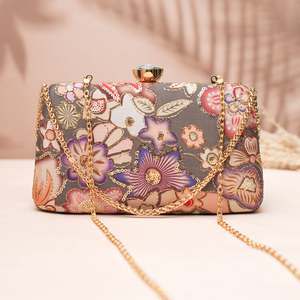 Premium Designer Midnight Garden Bloom <b>Clutch</b> Elegant Floral Handbag for <b>Wedding</b> and Party Occasions - Product Image 1