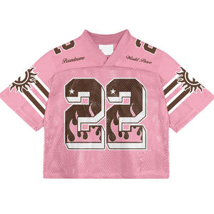 T-shirt personnalisé en maille polyester de haute qualité, imprimé rétro, court, anti-humidité, col en V, coupe ample, style streetwear - Product Image 6