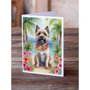 Whimsical Cairn Terrier Luau Tarjetas de felicitación Paquete de 8 A7 Tamaño 5x7 Tarjetas de notas en blanco con sobres - Product Image 2