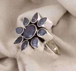 Bague en Iolite Naturelle en Gros, Argent Sterling 925, Bagues Vintage Tendance, Bijoux en Pierre Précieuse Bleu Violet Naturel pour Femme - Product Image 1
