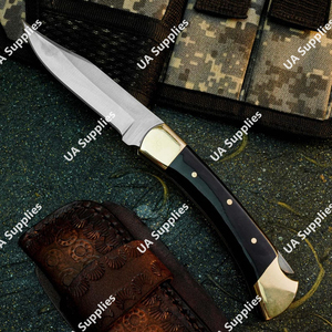 Navaja de bolsillo plegable de acero inoxidable de alta calidad con mango de cuerno de toro y pomo de latón, imprescindible, con cuchillas afiladas como una navaja, OEM - Product Image 5