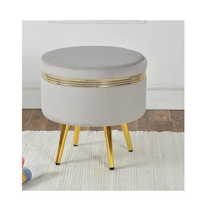 Ottoman <b>Stool</b> with Stainless Steel Metal Legs <b>High</b> Quality for Home Hotel and Farmhouse Decor Gold plated Use New Arrival Poufs - Product Image 4
