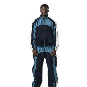 Conjunto Deportivo Cortavientos para Hombre, Chaqueta con Cierre Completo y Pantalones Deportivos, Bloques de Color, Poliéster - Product Image 1