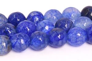 ลูกปัดอาเกตสีน้ำเงิน พลอยธรรมชาติ รูปทรงครึ่งวงกลมเหลี่ยมเพชรพลอย ลูกปัดหลวมแบบขายส่งจำนวนมากสำหรับทำเครื่องประดับ - Product Image 3