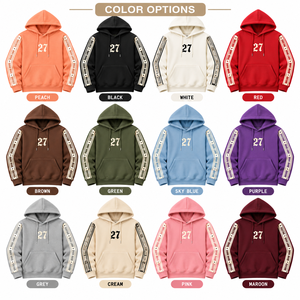 Sudadera con Capucha Unisex de Alta Calidad, Color Naranja Coral, 100% Algodón Felpa, Logotipo Personalizado, Franja Frontal, Transpirable, Secado Rápido, OEM, ODM - Product Image 6