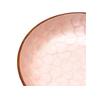 Bol artisanal en bois massif émaillé rose pâle, intérieur pastel brillant, grain naturel du bois - Product Image 2