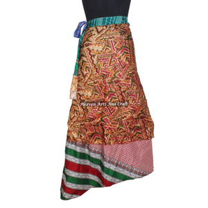 Sexy Bohemian <b>Summer</b> Silk Wrap <b>Skirt</b> for Women Natural Waist 2-Layer Design - Product Image 6