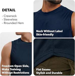 Camiseta Deportiva sin Mangas de Alta Calidad para Gimnasio y Fisicoculturismo, Transpirable, Absorbente de Sudor, Elástica y Acanalada para Hombre - Product Image 5