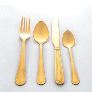 Best Selling Stainless Steel Knife Fork <b>Spoon</b> Set Amazing Handle in Gift Box Golden Plated Cutlery Set - Product Image 1