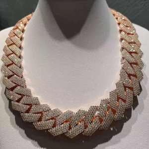 สร้อยคอแบบ Cuban Link สีโรสโกลด์สุดหรู ประดับเพชร VVS Moissanite เครื่องประดับฮิปฮอปสำหรับผู้ชายและผู้หญิง สไตล์ทันสมัย ได้รับการรับรองจาก IGI คุณภาพพรีเมียม - Product Image 1