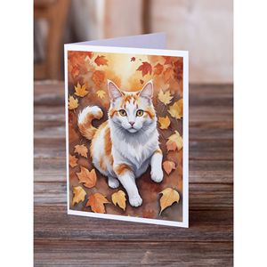 การ์ดเปล่าขนาด5x7รูปรถตู้แมวตุรกีใบไม้ขนาด A7แปลกๆแพ็ค8ใบพร้อมซองจดหมายสำหรับทักทาย - Product Image 2