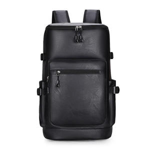 <b>Black</b> Embossed <b>Leather</b> 80g <b>Backpack</b> <b>Men</b> Casual Travel Daypack Side Buckle Straps Zipper Pocket Bag - Product Image 1