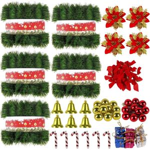 Set di 5 Ghirlande Natalizie Verdi Morbide da 250 Piedi, Decorazione Floreale Artificiale Non Illuminata per Interni ed Esterni - Product Image 1