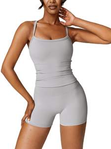 Ensemble de yoga 2 pièces pour femmes, leggings d'entraînement personnalisés de haute qualité en spandex/nylon antistatique, longueur genou, vêtements de sport, fitness - Product Image 3