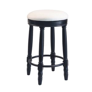 Set di 2 Sgabelli da Bar in Legno con Seduta Girevole a 360 Gradi, Cuscino Bianco e Nero, Altezza da Bancone per Bar - Product Image 6