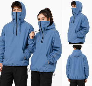 Chaqueta Anorak Cortavientos Extra Grande Personalizada con Capucha y Cubre Rostro Integrado, Ropa Urbana para Hombre, Fabricante OEM ODM - Product Image 1