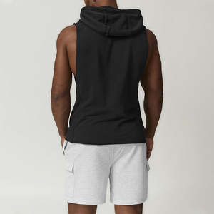 Camisetas sin mangas con capucha para hombre, de tela de mezcla de algodón, para gimnasio, entrenamiento deportivo, sudaderas sin mangas, ropa de calle a la moda, camisetas casuales deportivas - Product Image 5