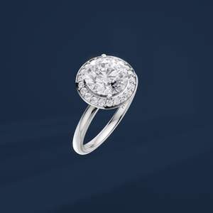 Anillo de Compromiso con Halo de Diamantes Cultivados en Laboratorio de Corte Redondo de 2.00ct, Plata de Ley PT950, Joyería Fina de Lujo DIFF, Venta al Por Mayor - Product Image 1