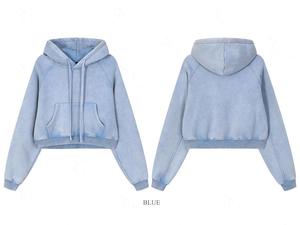 Sudadera con Capucha Rosa Corta de Jersey Sólido Cómoda con Logo Personalizado, Estampado Frontal en el Pecho, Oversize para Mujer, OEM - Product Image 3